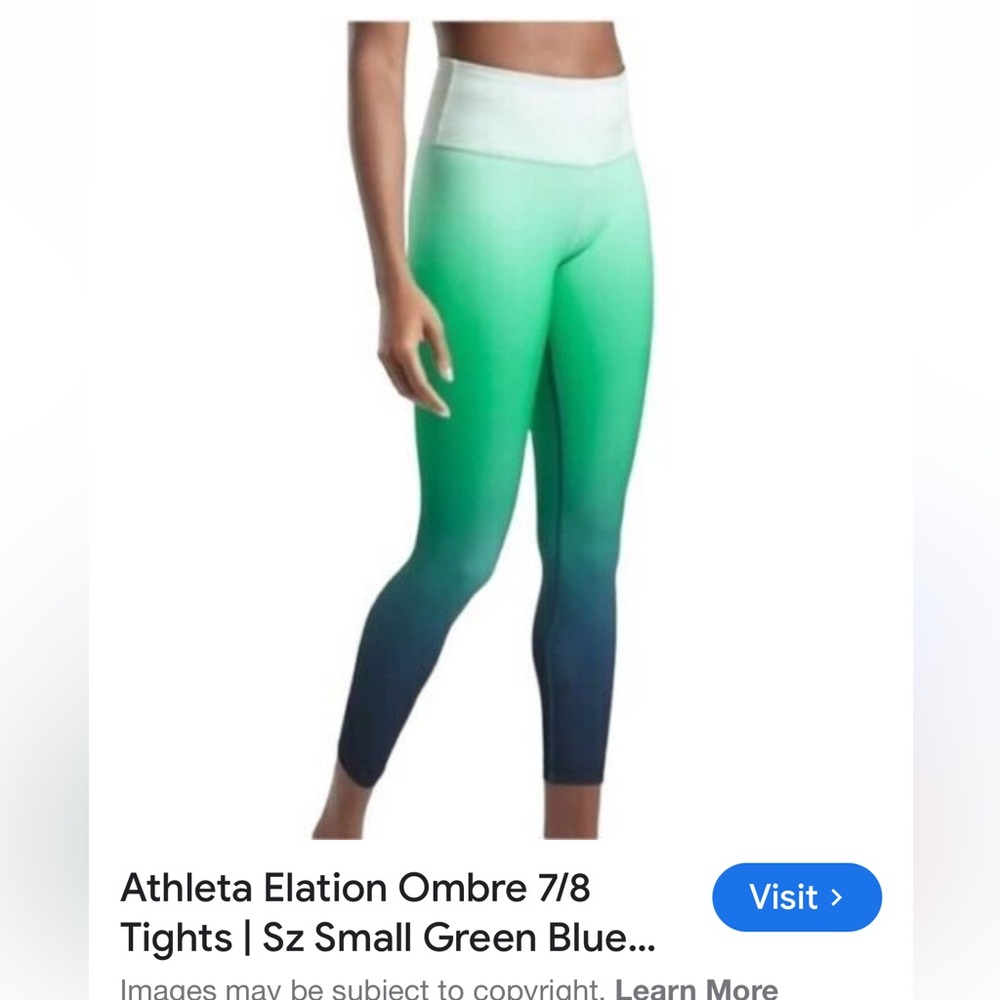 Athleta  Elation Green to Blue Ombre Tights